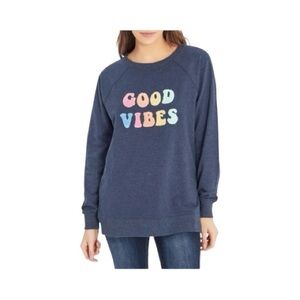 Wildfox Good Vibes Oversized Sweatshirt Navy & Pastels Size Medium